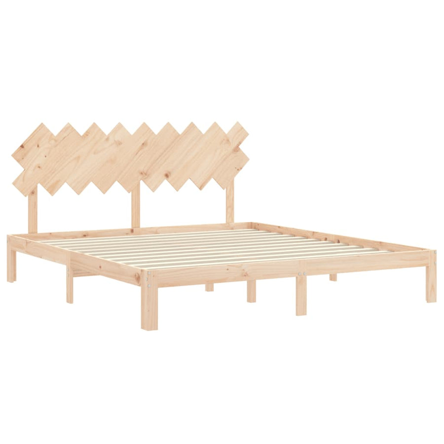 Bedframe Met Hoofdbord Massief Hout 6Ft Super King 180 x 200 cm Naturel