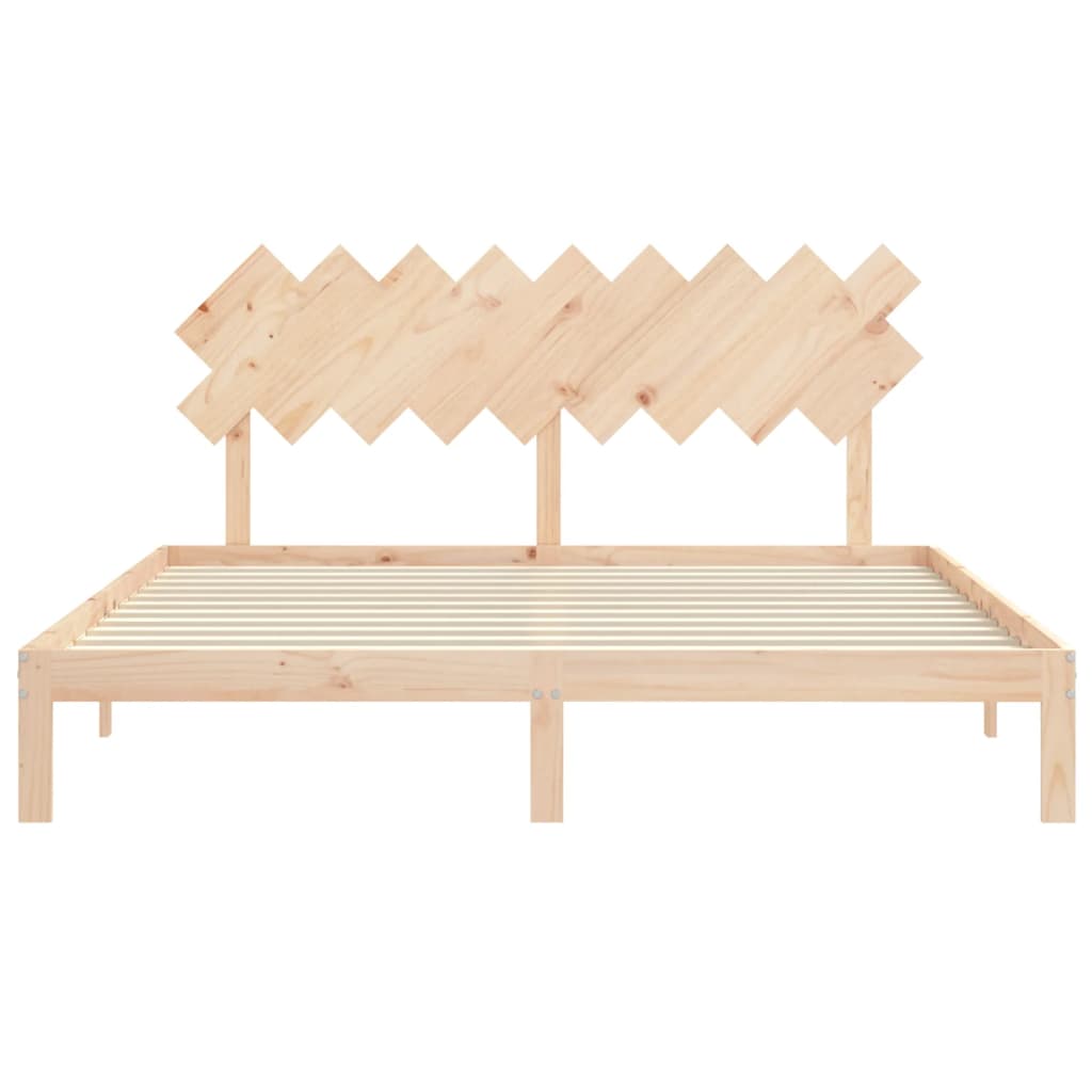 Bedframe Met Hoofdbord Massief Hout 6Ft Super King 180 x 200 cm Naturel