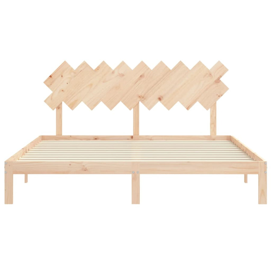 Bedframe Met Hoofdbord Massief Hout 6Ft Super King 180 x 200 cm Naturel