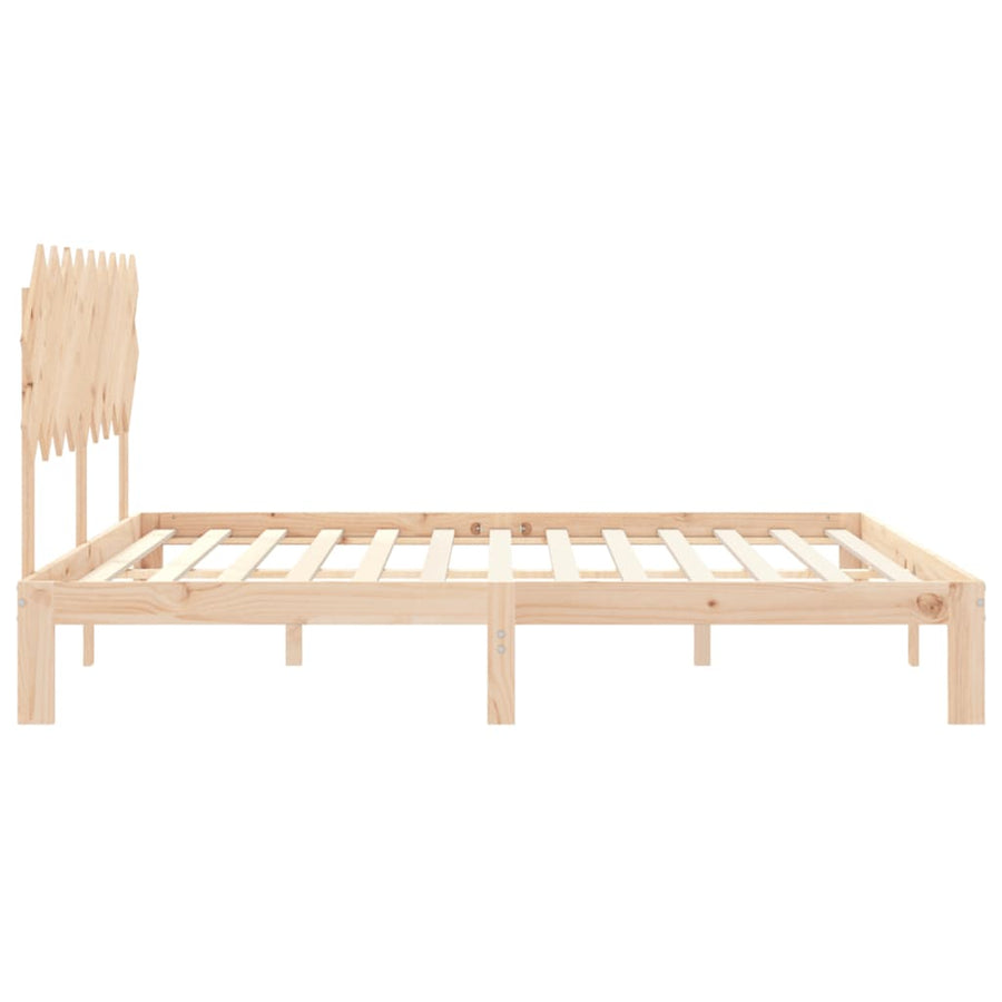 Bedframe Met Hoofdbord Massief Hout 6Ft Super King 180 x 200 cm Naturel