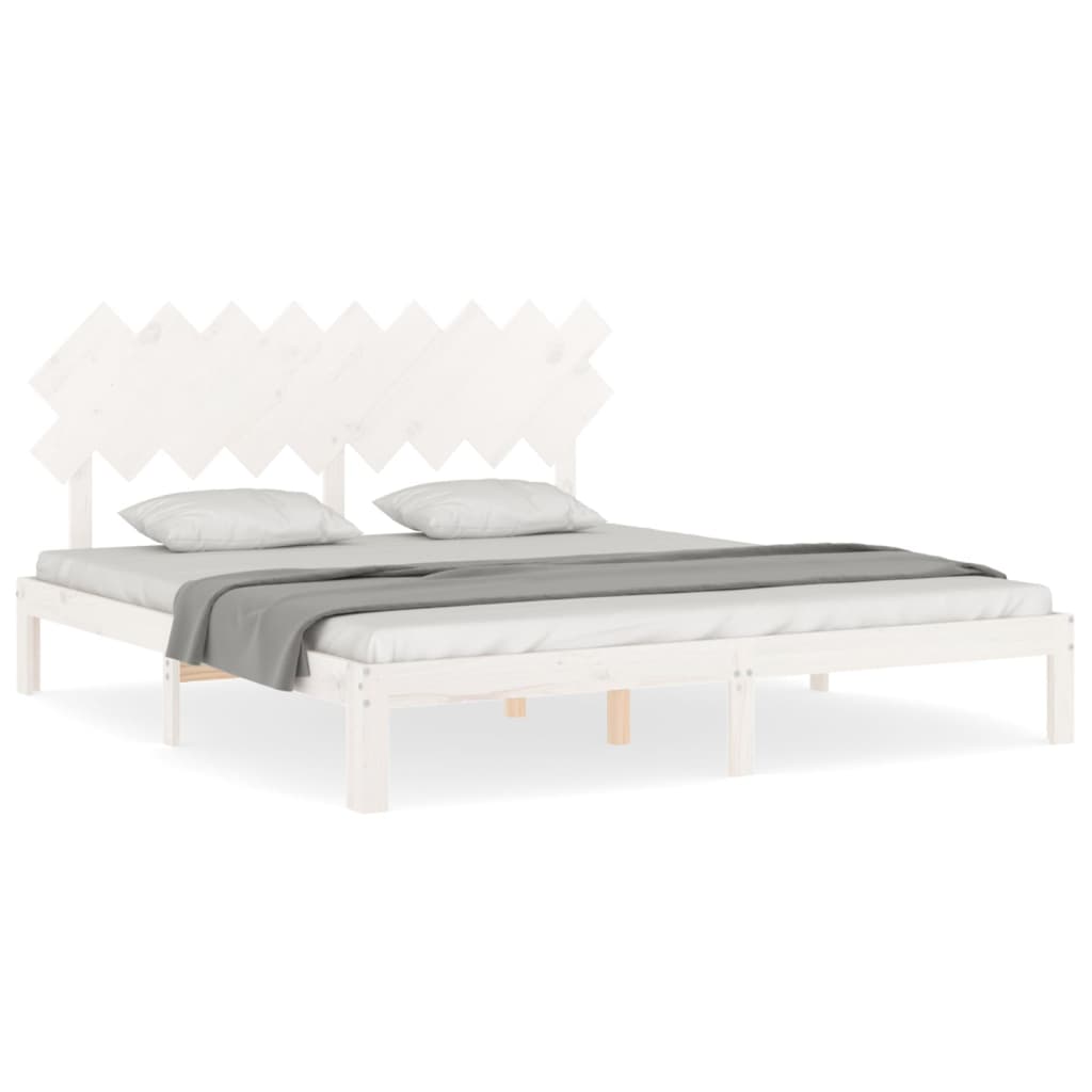 Bedframe Met Hoofdbord Massief Hout Super King Size 180 x 200 cm Wit