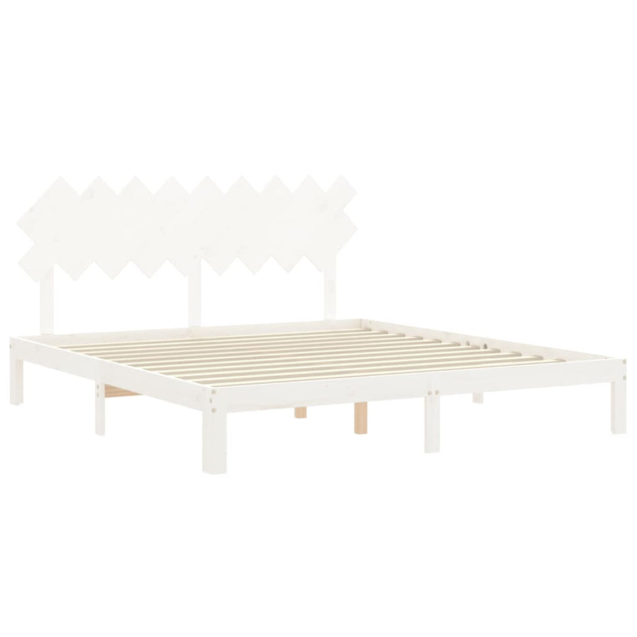Bedframe Met Hoofdbord Massief Hout Super King Size 180 x 200 cm Wit