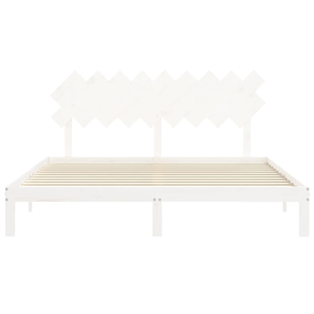 Bedframe Met Hoofdbord Massief Hout Super King Size 180 x 200 cm Wit