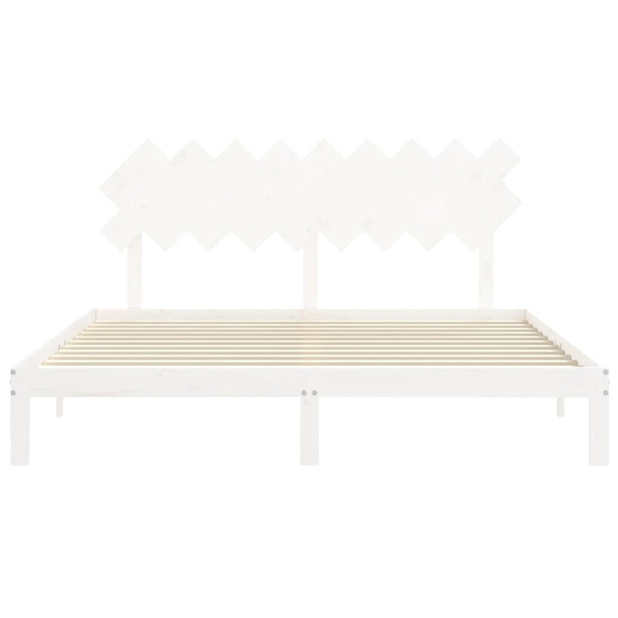 Bedframe Met Hoofdbord Massief Hout Super King Size 180 x 200 cm Wit