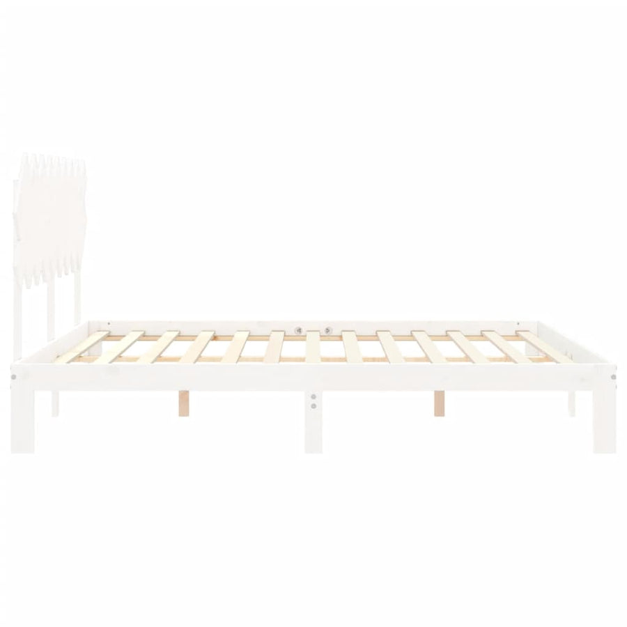 Bedframe Met Hoofdbord Massief Hout Super King Size 180 x 200 cm Wit