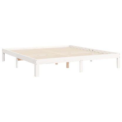 Bedframe Met Hoofdbord Massief Hout Super King Size 180 x 200 cm Wit