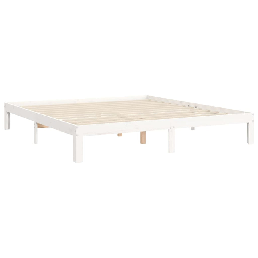 Bedframe Met Hoofdbord Massief Hout Super King Size 180 x 200 cm Wit
