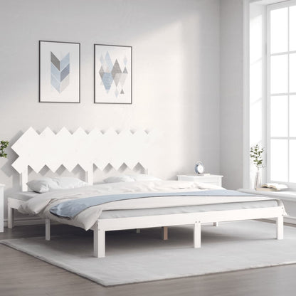 Bedframe Met Hoofdbord Massief Hout Super King Size 180 x 200 cm Wit