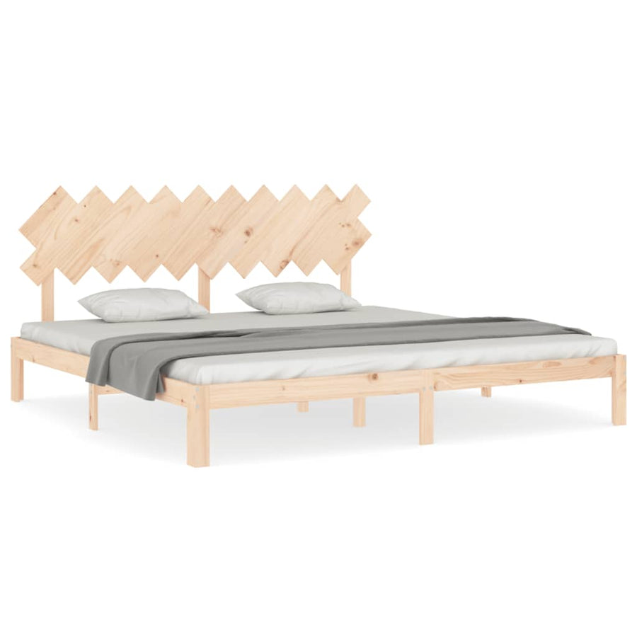 Bedframe Met Hoofdbord Massief Hout 200 x 200 cm Naturel