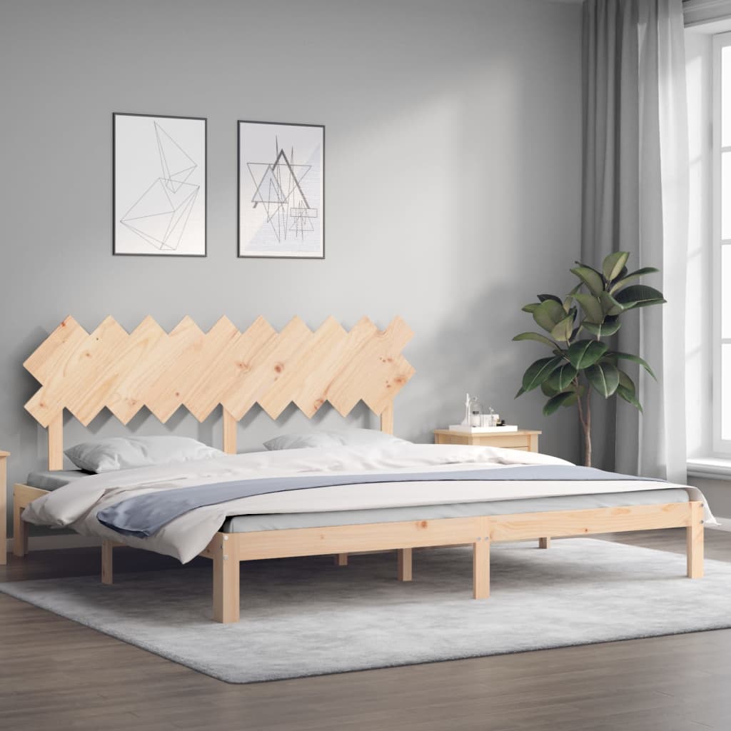 Bedframe Met Hoofdbord Massief Hout 200 x 200 cm Naturel