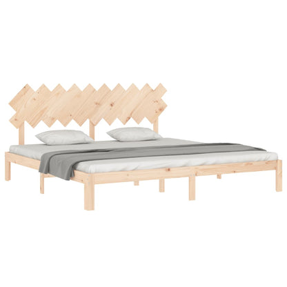 Bedframe Met Hoofdbord Massief Hout 200 x 200 cm Naturel