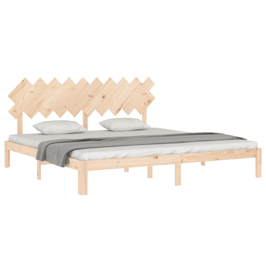 Bedframe Met Hoofdbord Massief Hout 200 x 200 cm Naturel