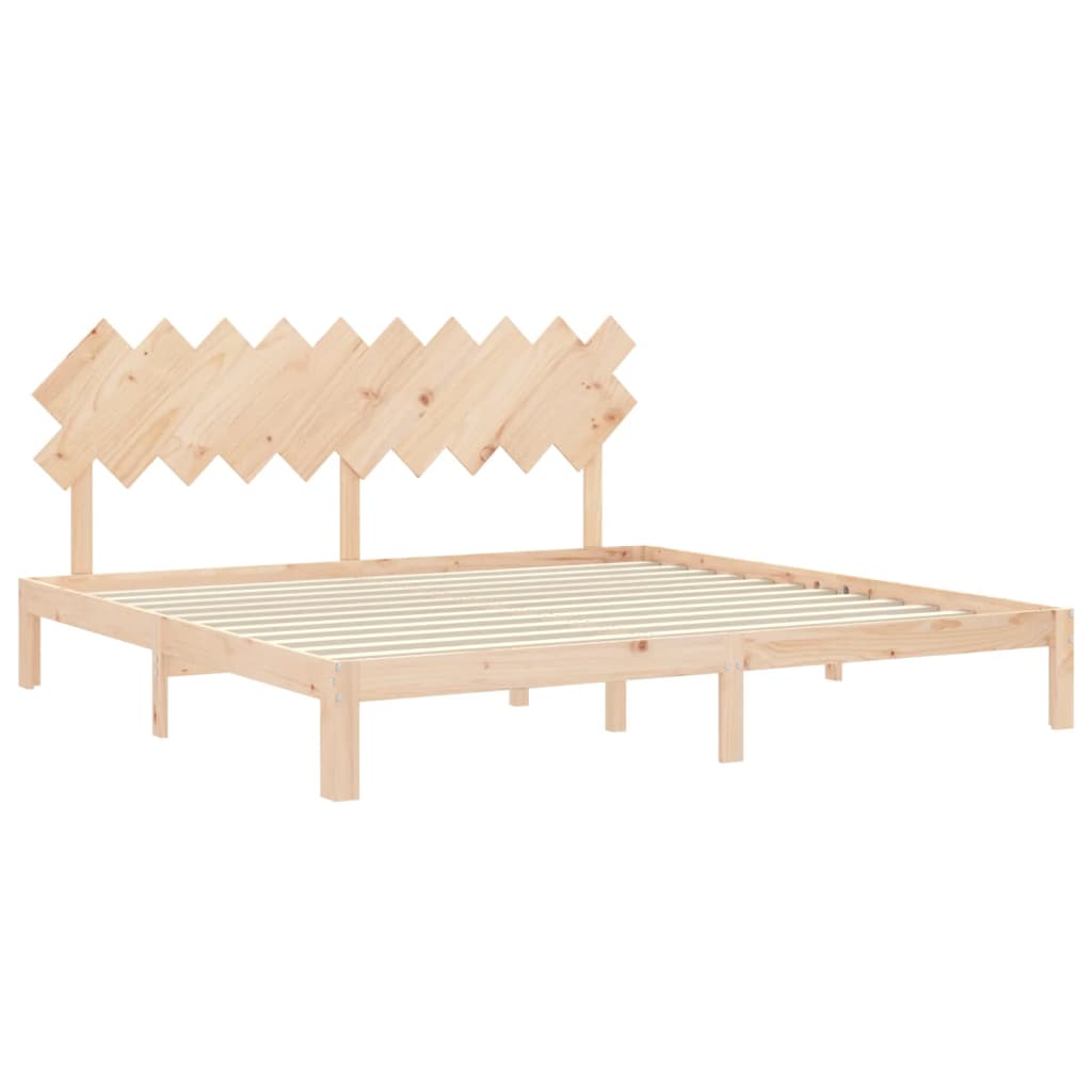 Bedframe Met Hoofdbord Massief Hout 200 x 200 cm Naturel