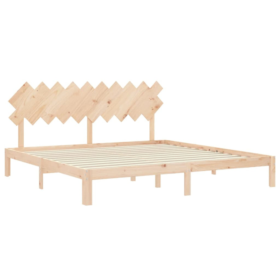 Bedframe Met Hoofdbord Massief Hout 200 x 200 cm Naturel
