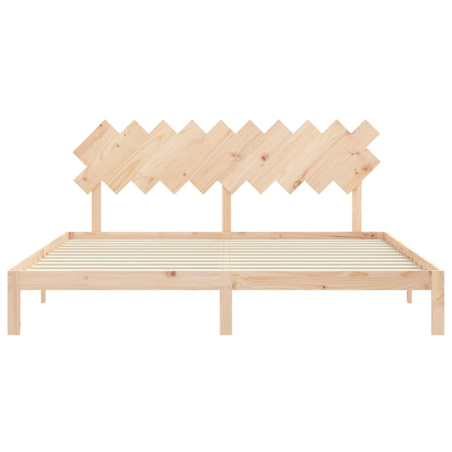 Bedframe Met Hoofdbord Massief Hout 200 x 200 cm Naturel