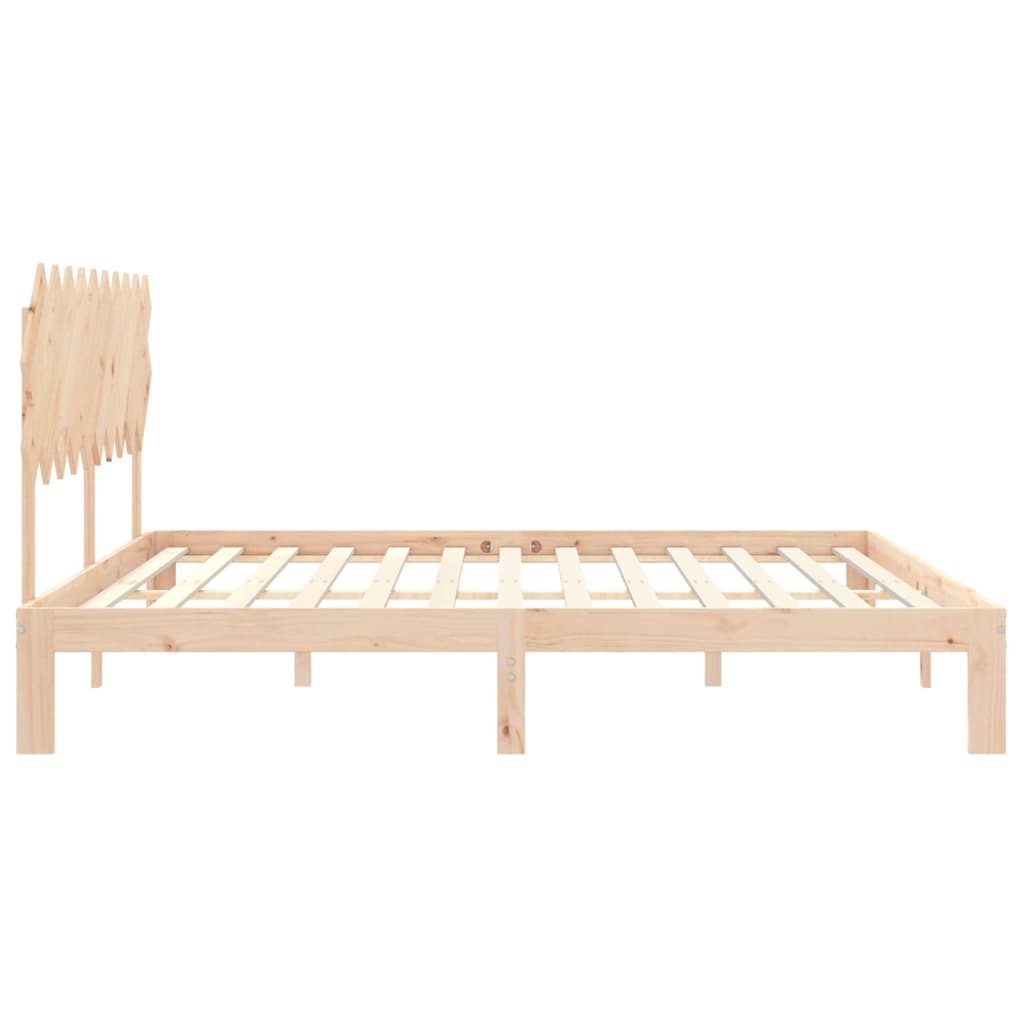 Bedframe Met Hoofdbord Massief Hout 200 x 200 cm Naturel