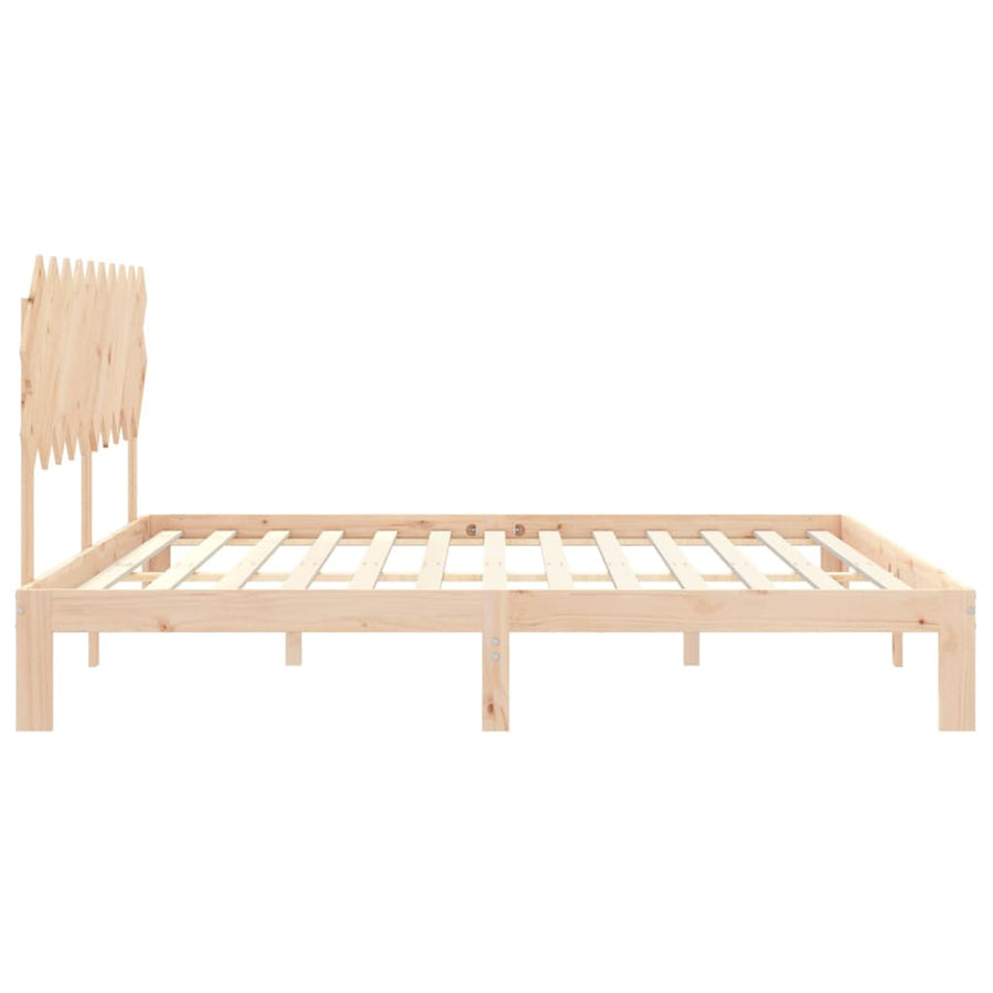 Bedframe Met Hoofdbord Massief Hout 200 x 200 cm Naturel