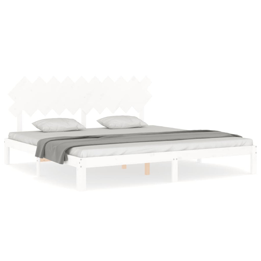 Bedframe Met Hoofdbord Massief Hout 200 x 200 cm Wit