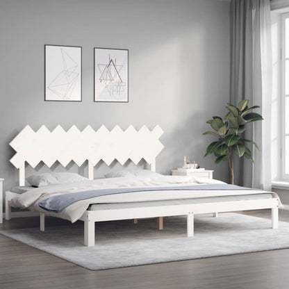 Bedframe Met Hoofdbord Massief Hout 200 x 200 cm Wit