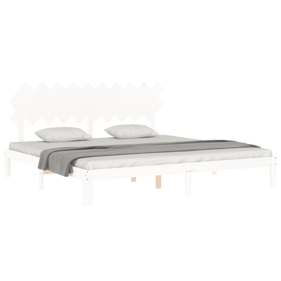 Bedframe Met Hoofdbord Massief Hout 200 x 200 cm Wit