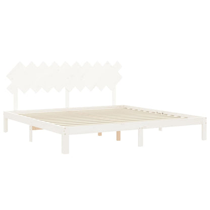 Bedframe Met Hoofdbord Massief Hout 200 x 200 cm Wit