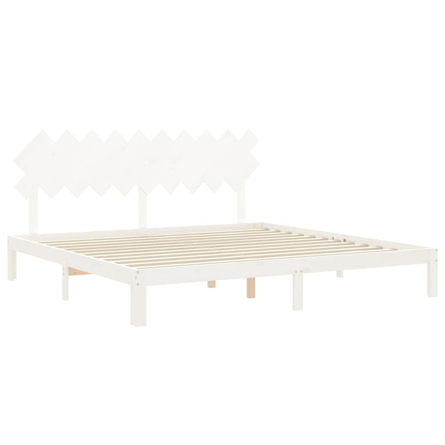 Bedframe Met Hoofdbord Massief Hout 200 x 200 cm Wit