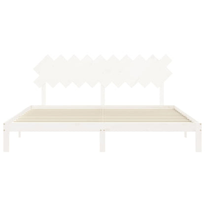 Bedframe Met Hoofdbord Massief Hout 200 x 200 cm Wit