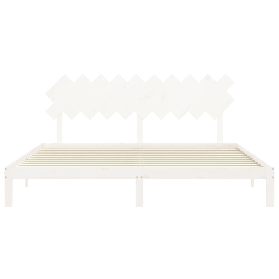Bedframe Met Hoofdbord Massief Hout 200 x 200 cm Wit