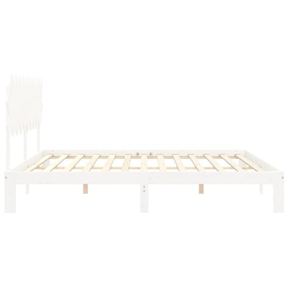 Bedframe Met Hoofdbord Massief Hout 200 x 200 cm Wit