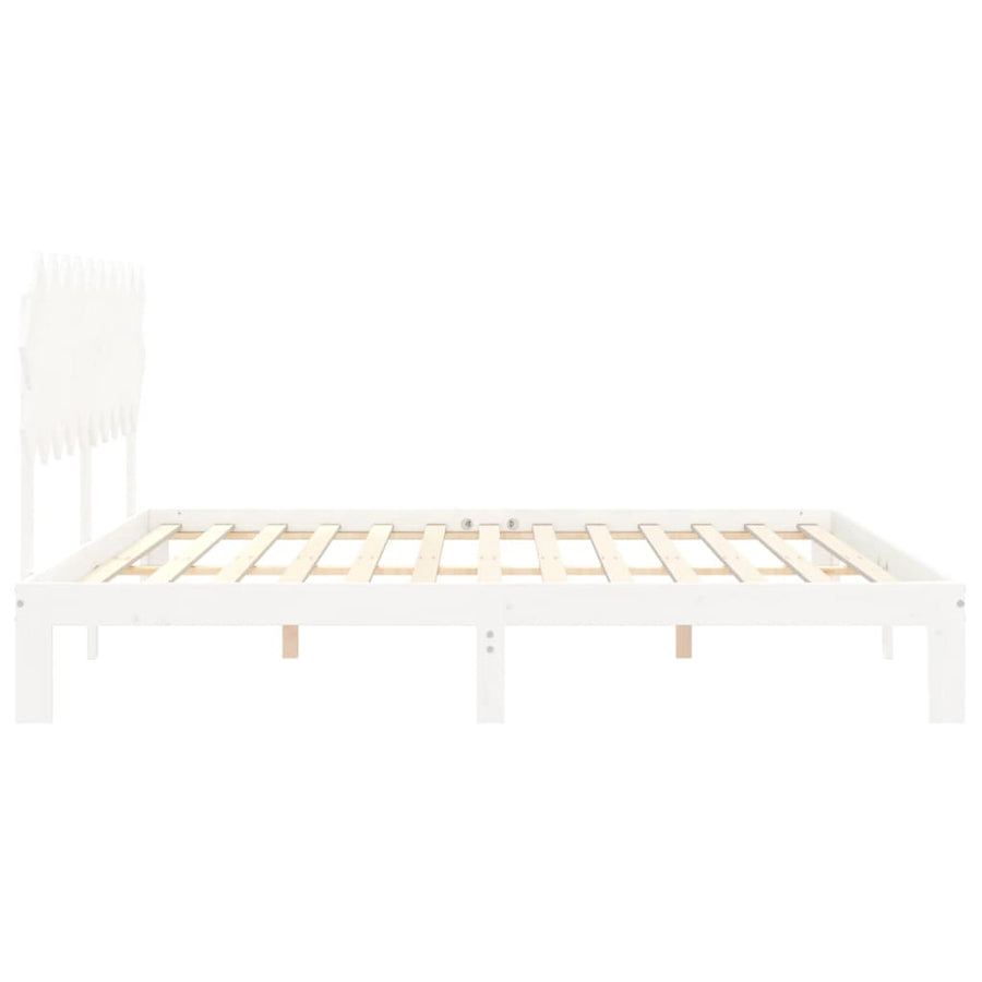Bedframe Met Hoofdbord Massief Hout 200 x 200 cm Wit