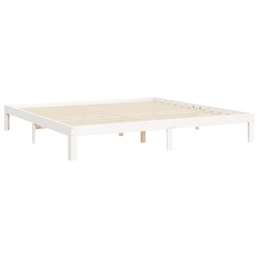 Bedframe Met Hoofdbord Massief Hout 200 x 200 cm Wit