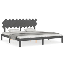 Bedframe Met Hoofdbord Massief Hout 200 x 200 cm Grijs