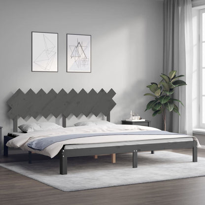 Bedframe Met Hoofdbord Massief Hout 200 x 200 cm Grijs