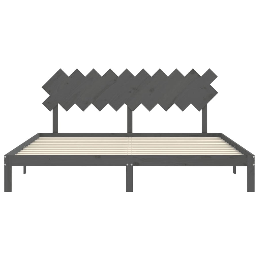 Bedframe Met Hoofdbord Massief Hout 200 x 200 cm Grijs