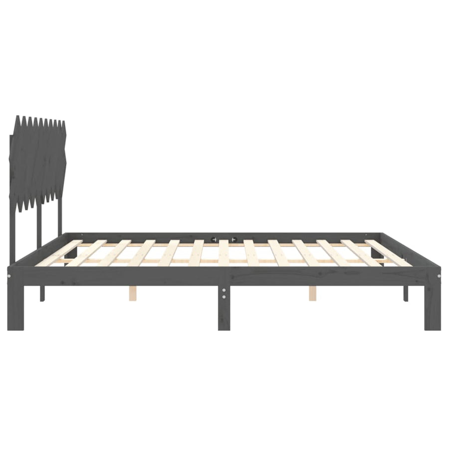 Bedframe Met Hoofdbord Massief Hout 200 x 200 cm Grijs