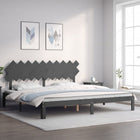 Bed frame with headboard solid wood grey 200x200 cm
