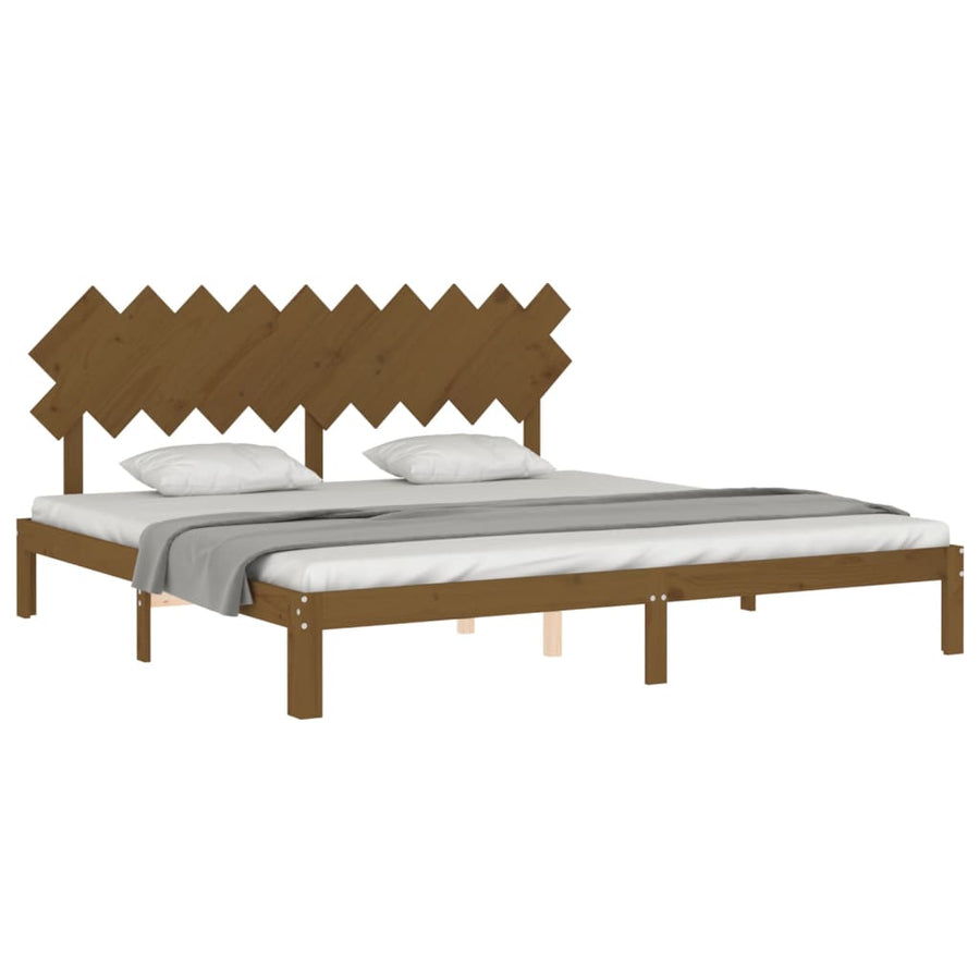 Bedframe Met Hoofdbord Massief Hout 200 x 200 cm Honingbruin
