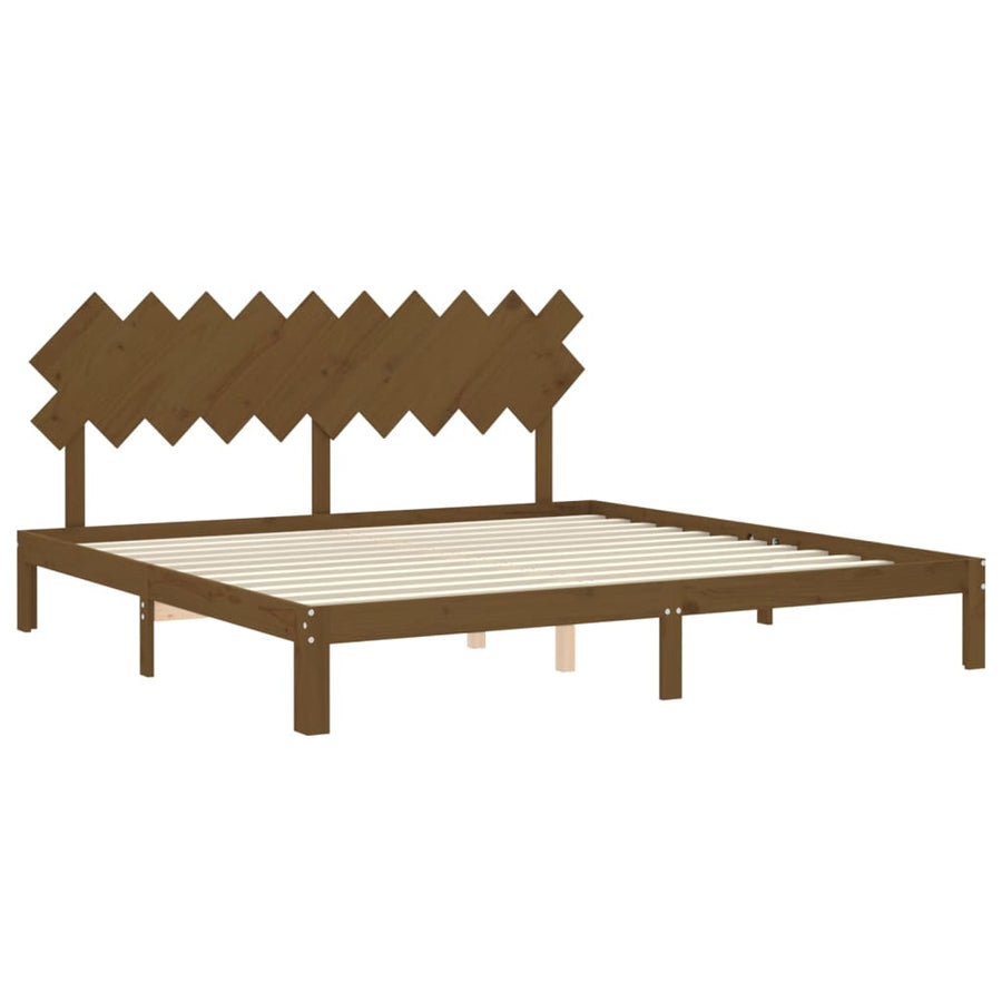 Bedframe Met Hoofdbord Massief Hout 200 x 200 cm Honingbruin
