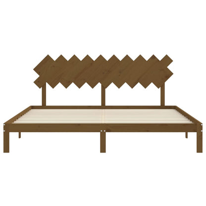 Bedframe Met Hoofdbord Massief Hout 200 x 200 cm Honingbruin