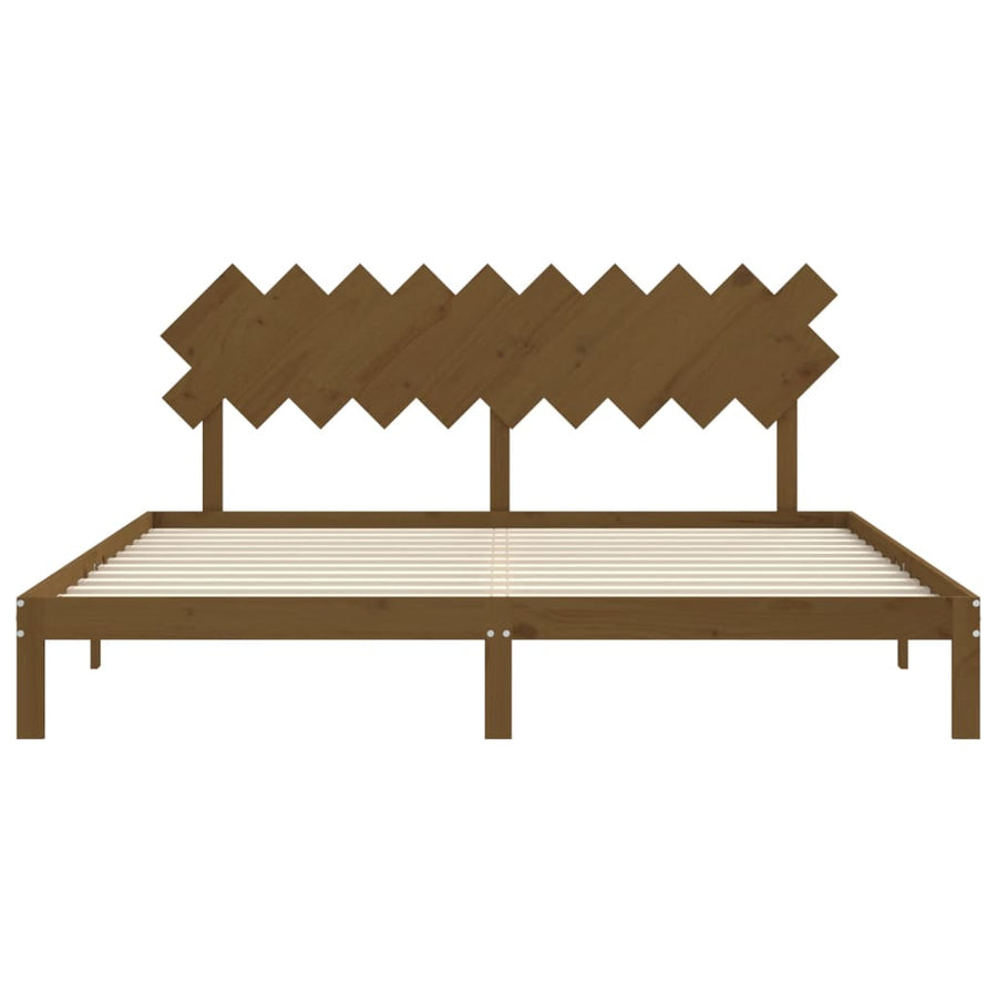 Bedframe Met Hoofdbord Massief Hout 200 x 200 cm Honingbruin