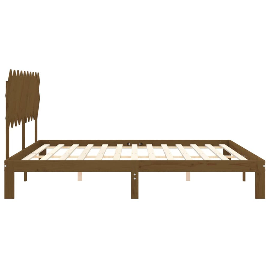 Bedframe Met Hoofdbord Massief Hout 200 x 200 cm Honingbruin