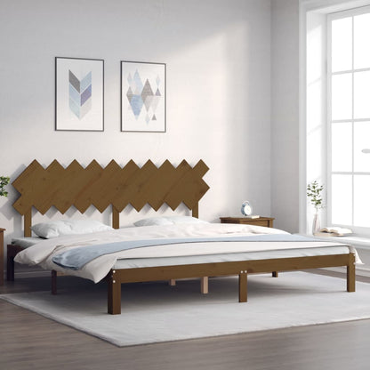 Bedframe Met Hoofdbord Massief Hout 200 x 200 cm Honingbruin