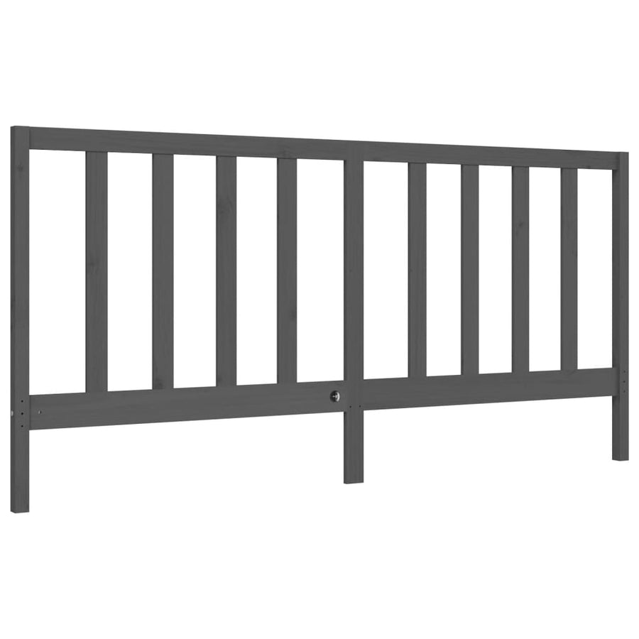 Bedframe met hoofdbord massief hout grijs 200x200 cm 200 x 200 cm Grijs