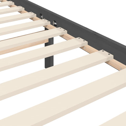 Bedframe met hoofdbord massief hout grijs 200x200 cm 200 x 200 cm Grijs