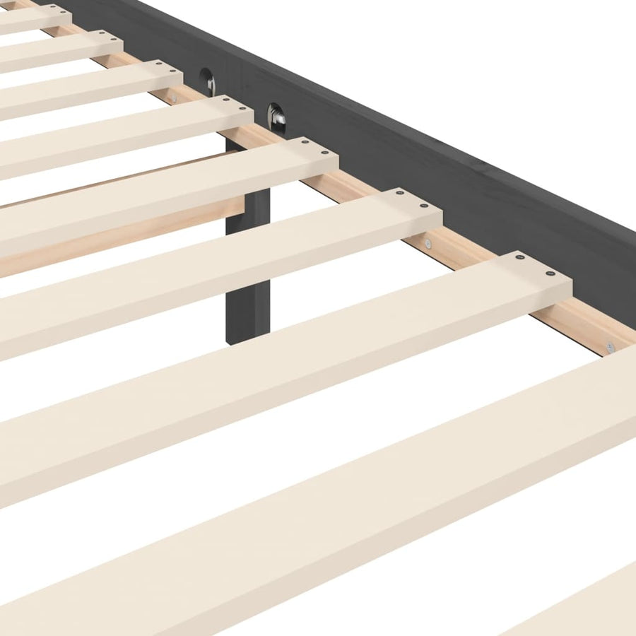 Bedframe met hoofdbord massief hout grijs 200x200 cm 200 x 200 cm Grijs