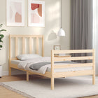 Bedframe Met Hoofdbord Massief Hout 100 x 200 cm Naturel