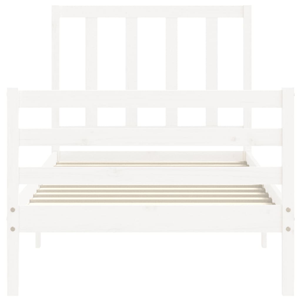 Bedframe Met Hoofdbord Massief Hout 100 x 200 cm Wit
