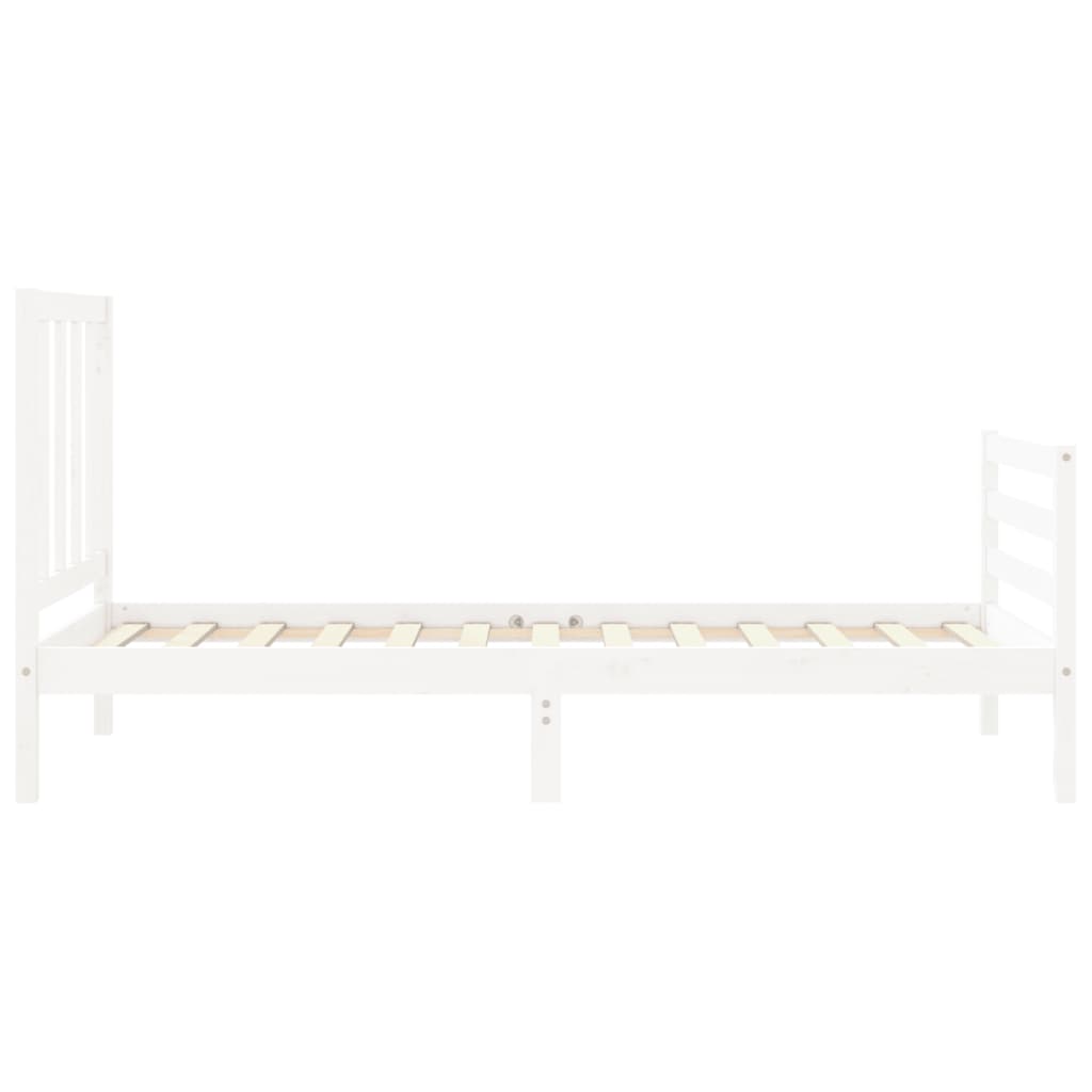 Bedframe Met Hoofdbord Massief Hout 100 x 200 cm Wit