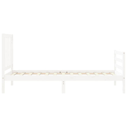 Bedframe Met Hoofdbord Massief Hout 100 x 200 cm Wit