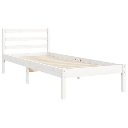 Bedframe Met Hoofdbord Massief Hout 100 x 200 cm Wit